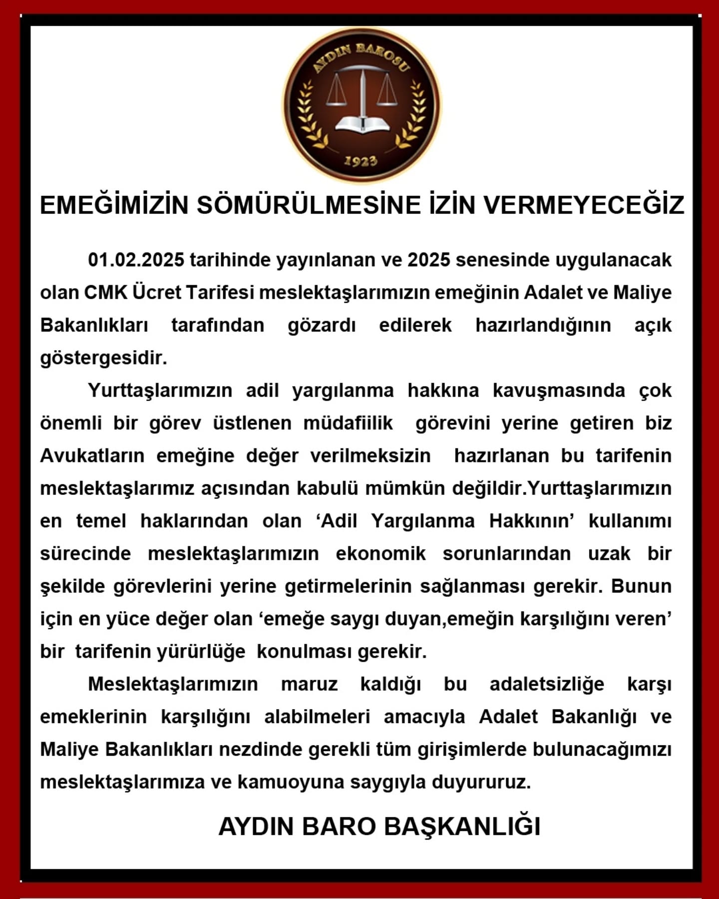 02.02.2025 Tarihli Basın AÇıklaması