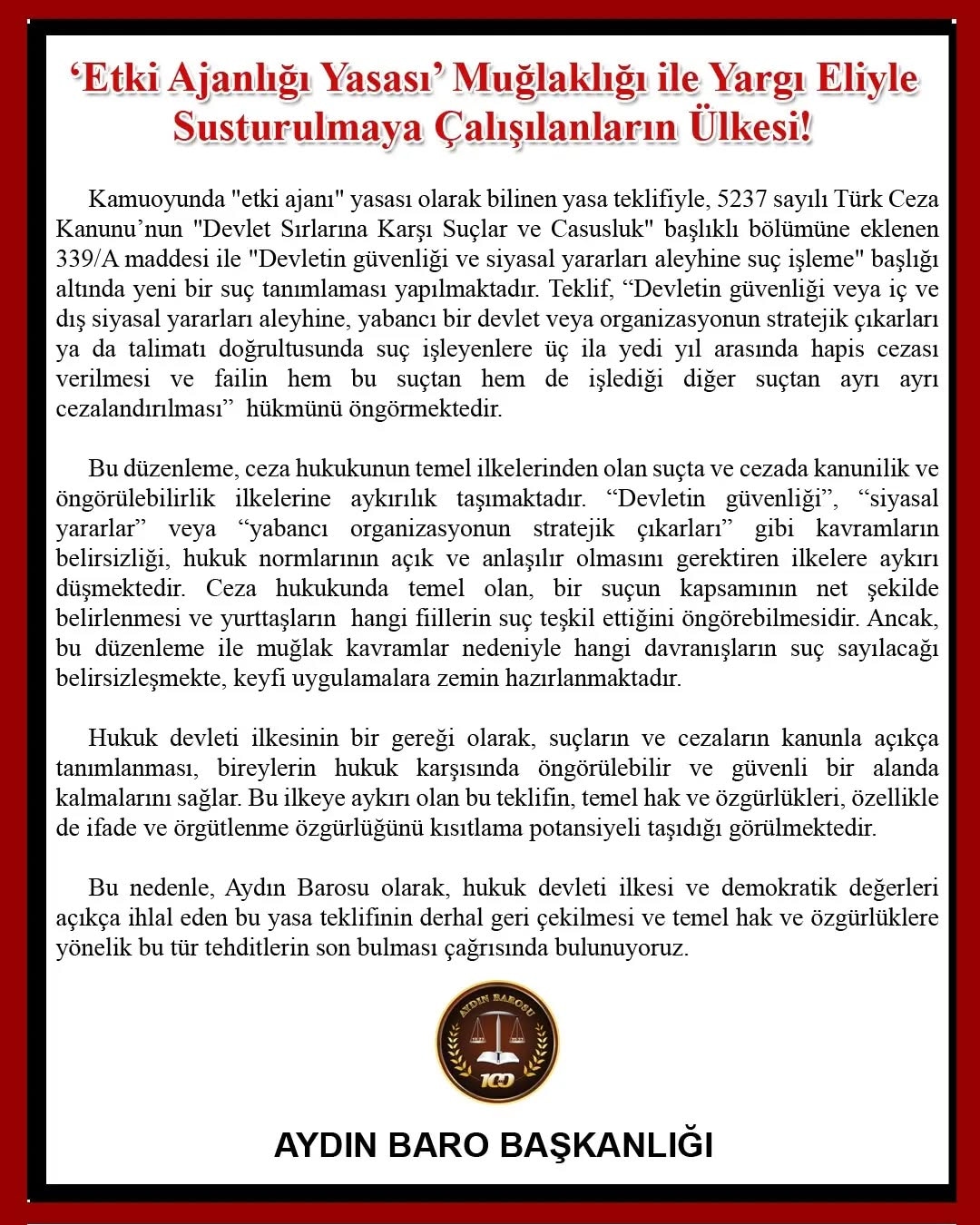 08.11.2024 Tarihli Basın AÇıklaması