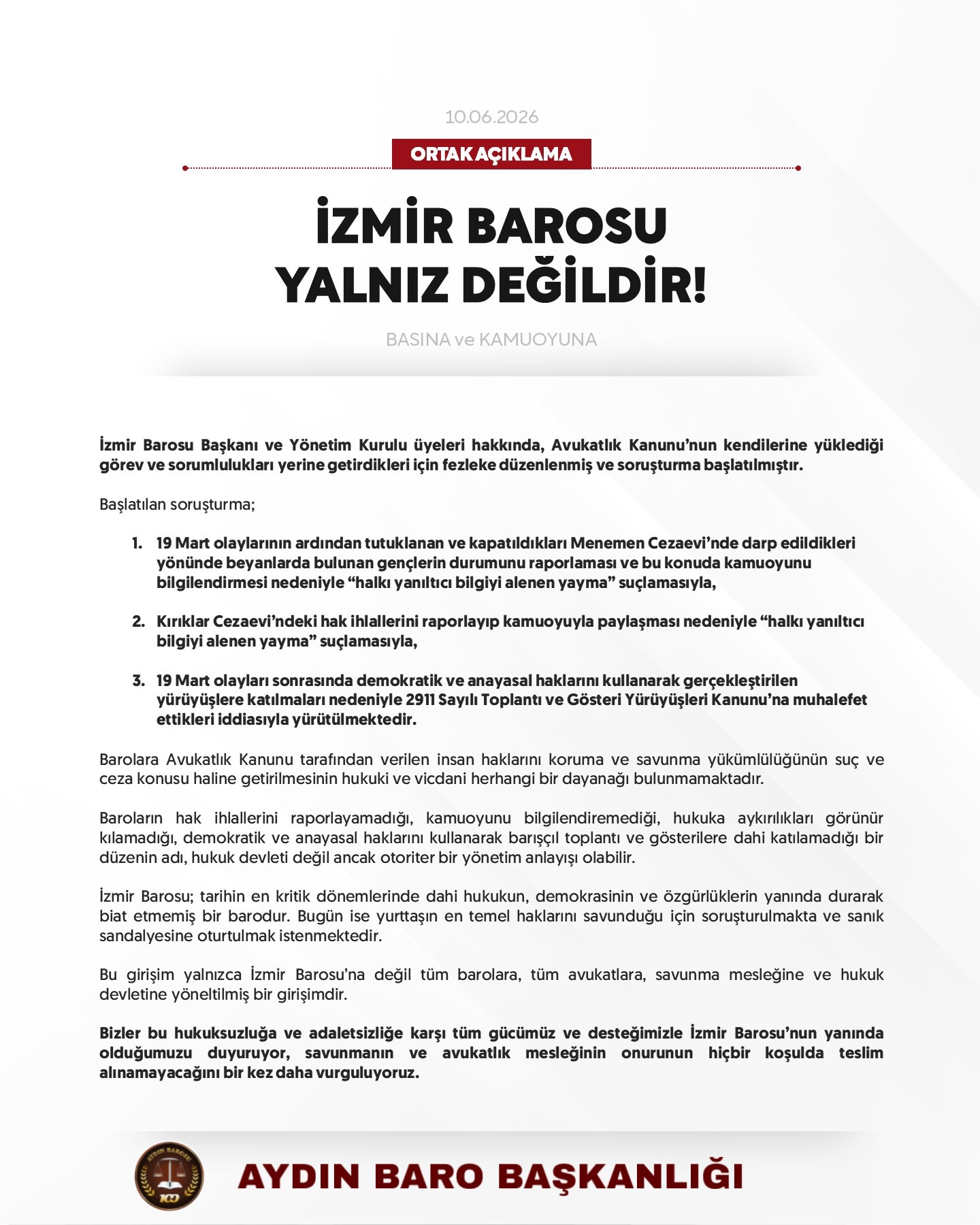 10.06.2026 Tarihli Basın AÇıklaması