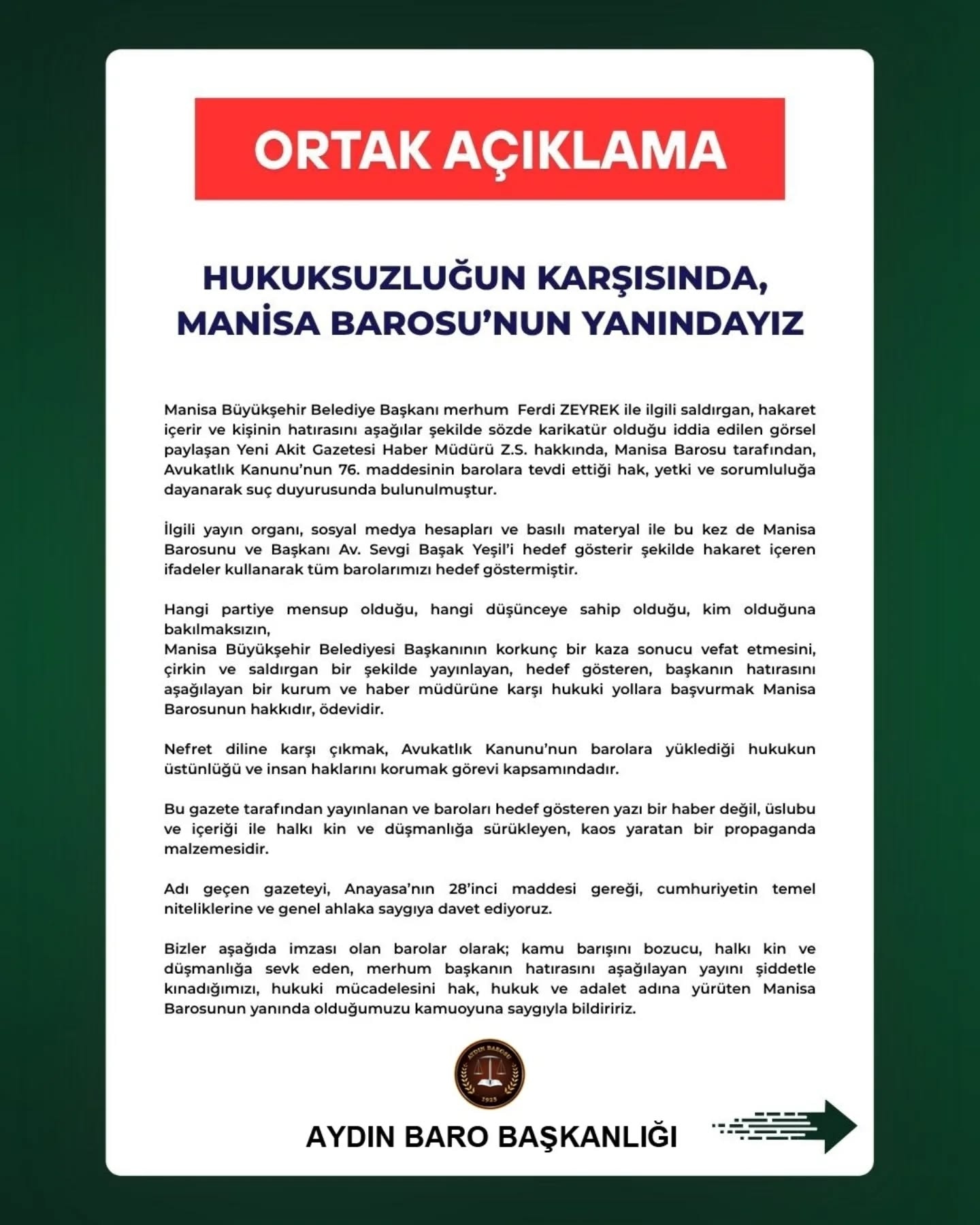 14.06.2025 Tarihli Basın AÇıklaması