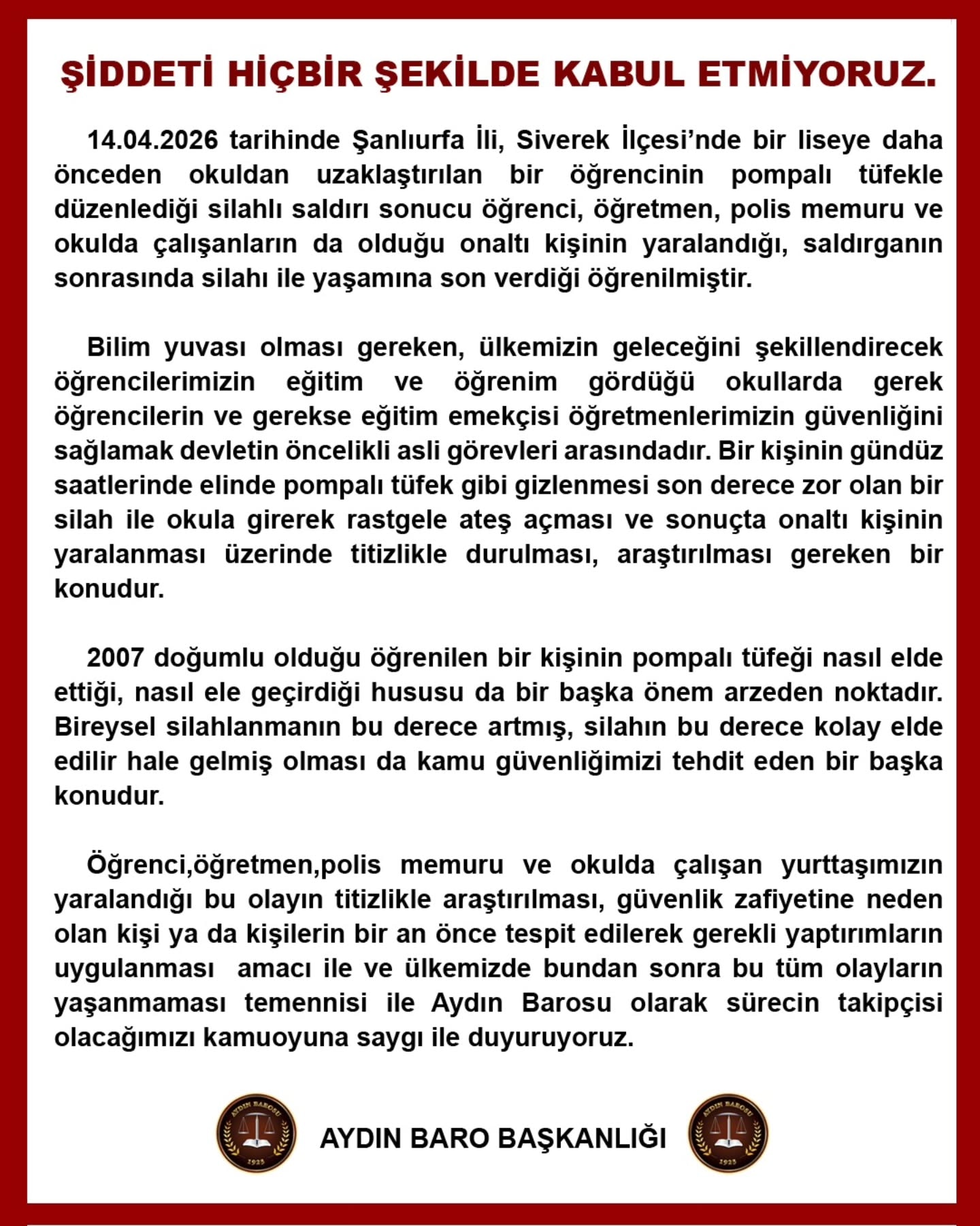 15.04.2026 Tarihli Basın AÇıklaması