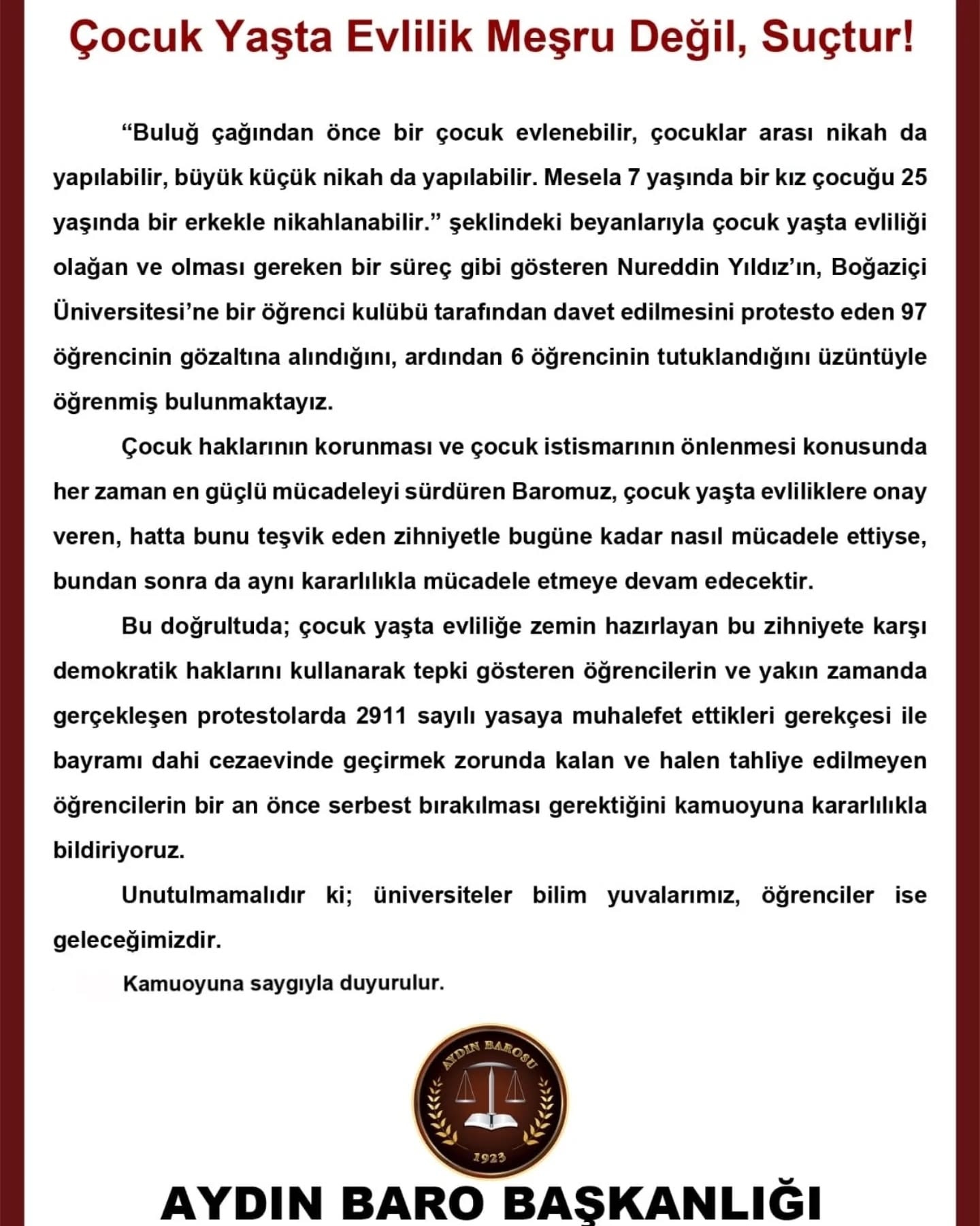 15.05.2025 Tarihli Basın AÇıklaması