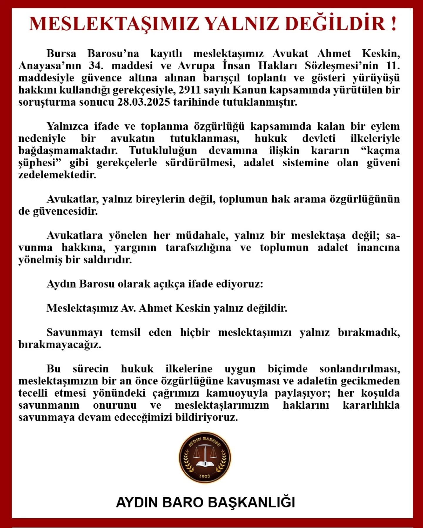 16.04.2025 Tarihli Basın AÇıklaması