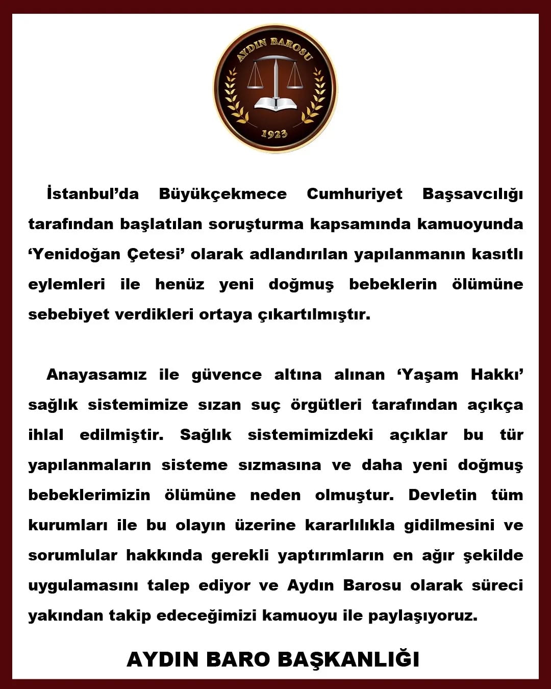 19.10.2024 Tarihli Basın AÇıklaması