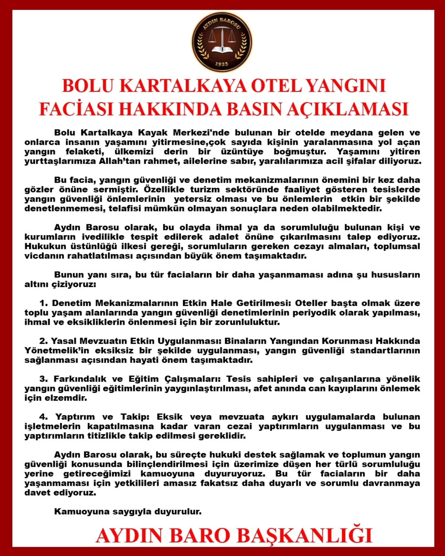 22.01.2025 Tarihli Basın AÇıklaması