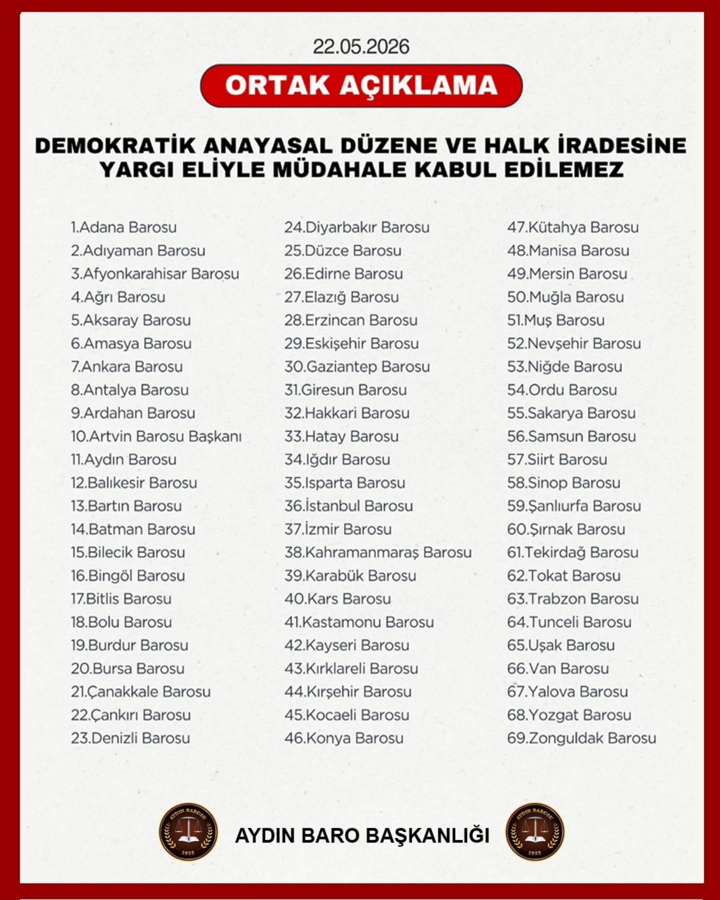22.05.2026 Tarihli Basın AÇıklaması