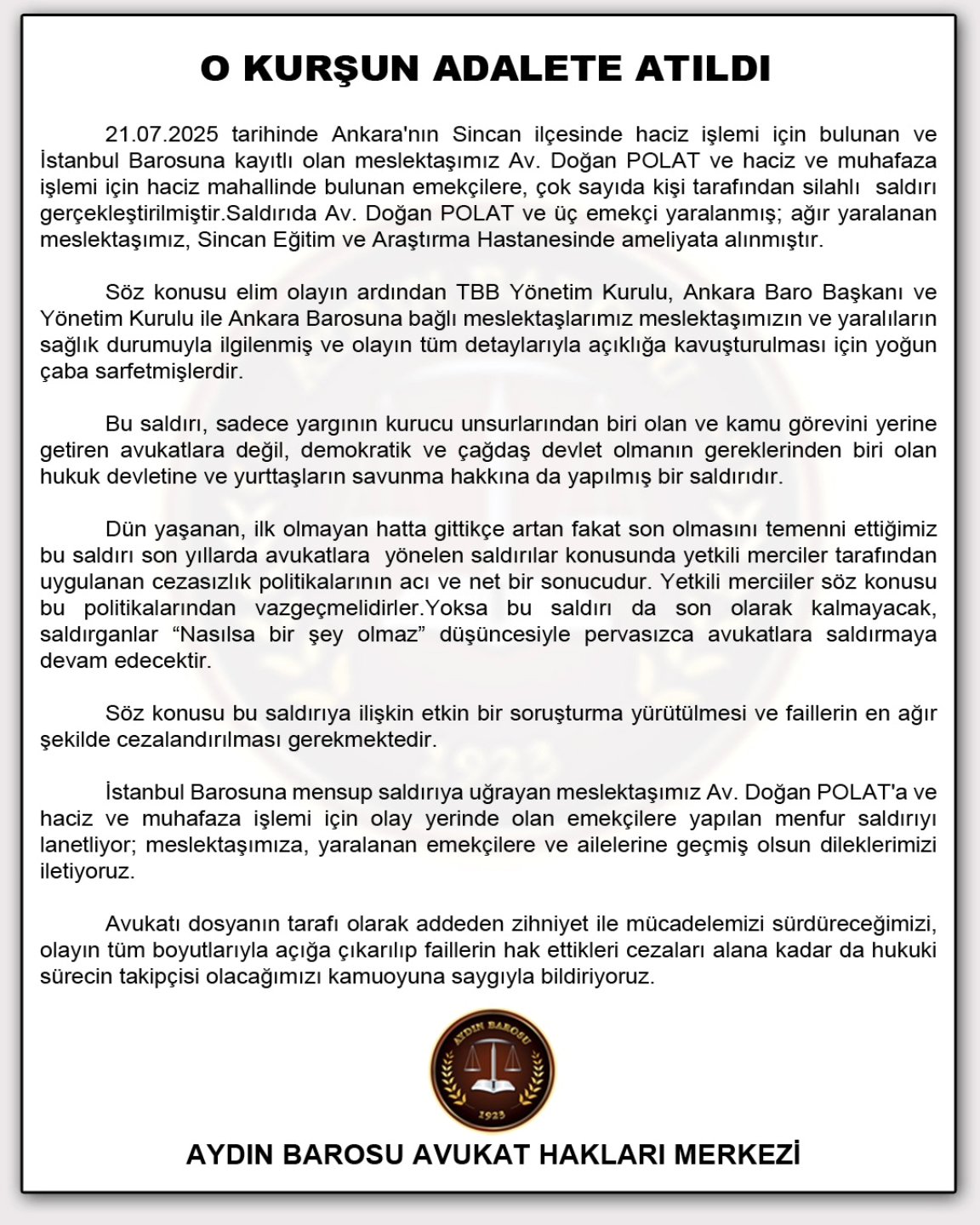 22.07.2025 Tarihli Basın AÇıklaması