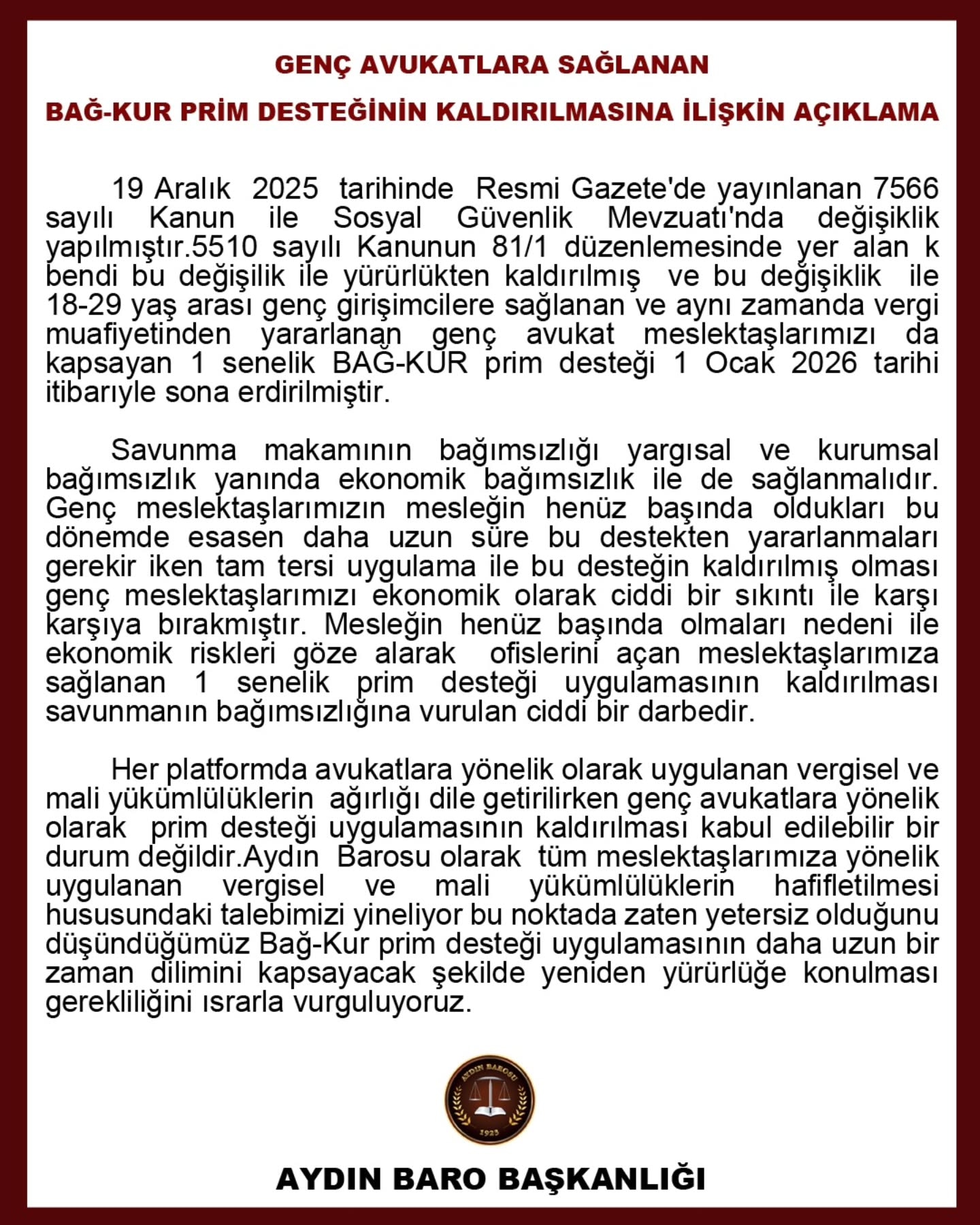 22.12.2025 Tarihli Basın AÇıklaması