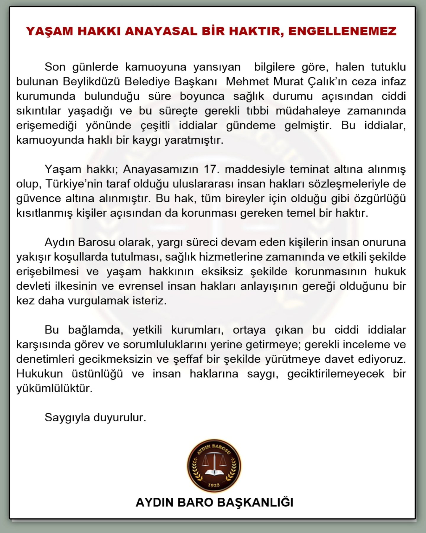 23.07.2025 Tarihli Basın AÇıklaması