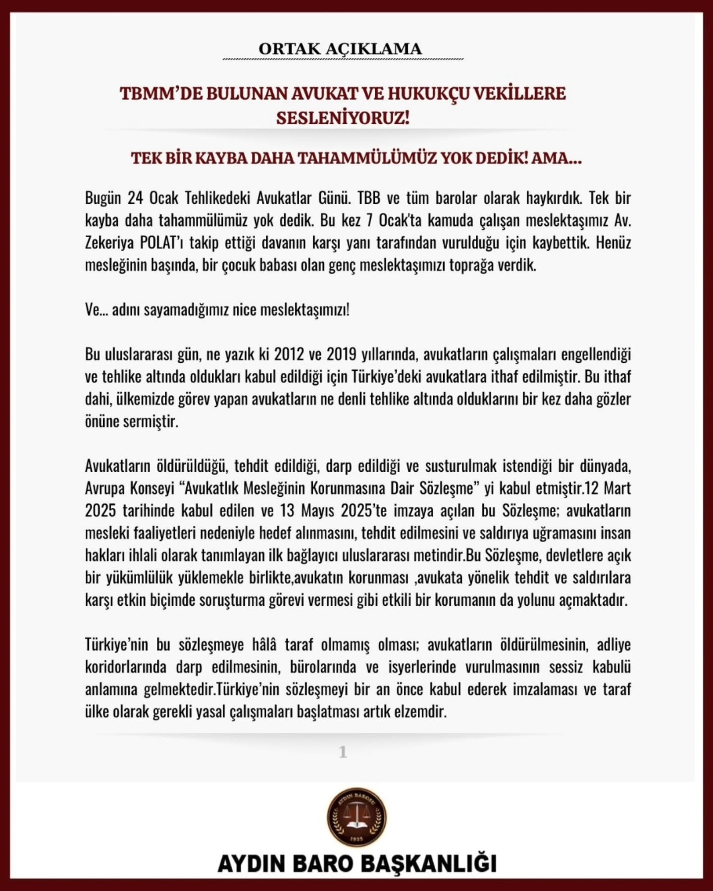 24.01.2026 Tarihli Basın AÇıklaması