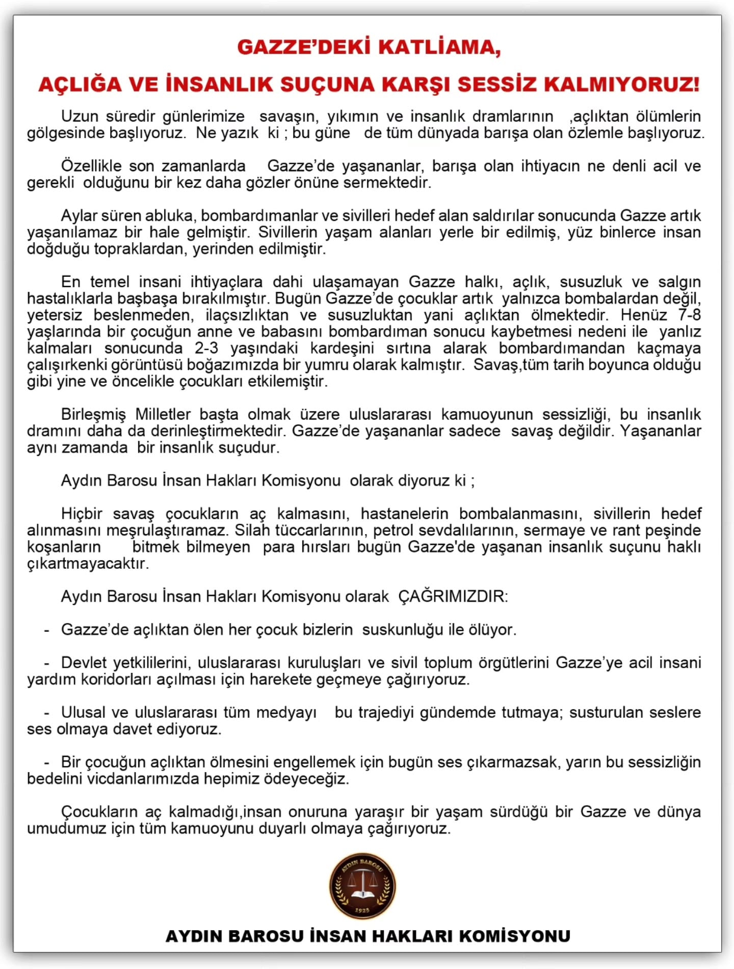 25.09.2025 Tarihli Basın AÇıklaması